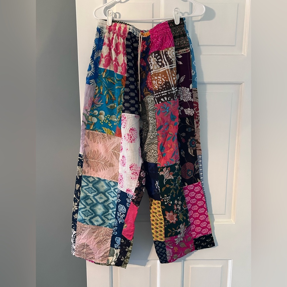 Bohemian Patchwork Wide Leg Pants